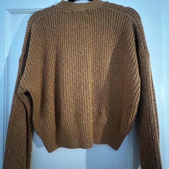 Madewell Brown Ochre Cotton Cropped Button-Up Cardigan - Size M - EUC - Picture 4 of 5